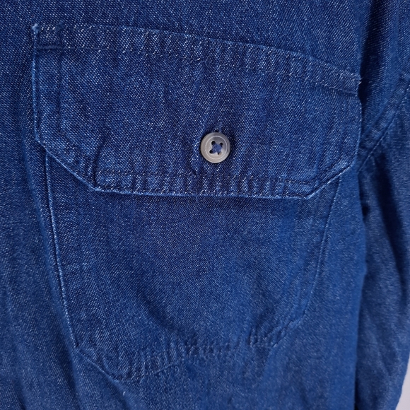 New Wrangler Authentics Long Sleeve Denim Work Shirt Men's 3X Button Up Ranch - Picture 5 of 13